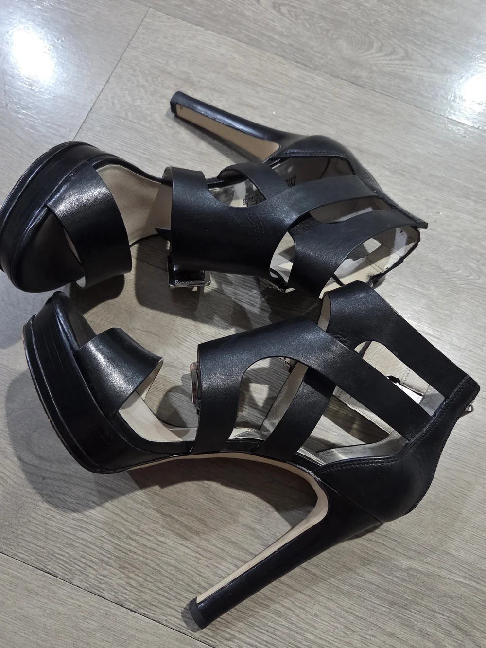 Michael Kors Black Multi-Strap Buckle Platform Heels